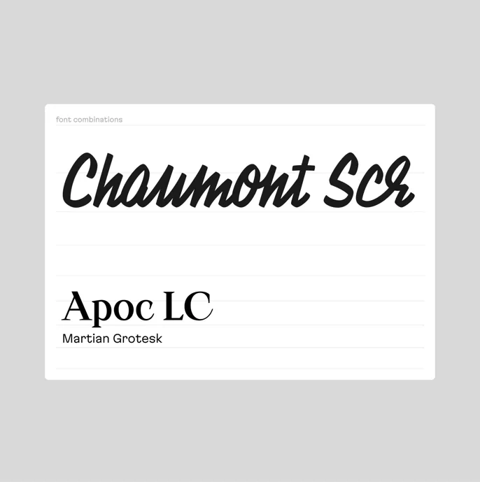 Шрифты Mixline: Chaumont Script, Apoc LC и Martian Grotesk